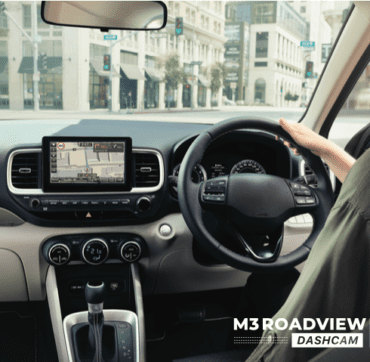 Woman driving car with M3 RoadView dash camera